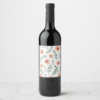 Étiquette de bouteille de vin motif à fleurs