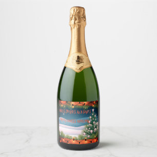 Étiquette de bouteille de vin personnalisé de Noël