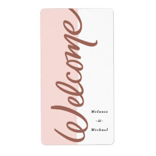 Étiquette de bouteille de vin rosé blush bienvenue