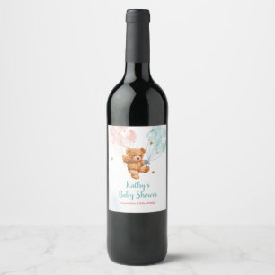 Étiquette de bouteille de vin rose et bleu pour l'