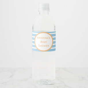 Étiquette de bouteille d'eau à Baby shower rayé