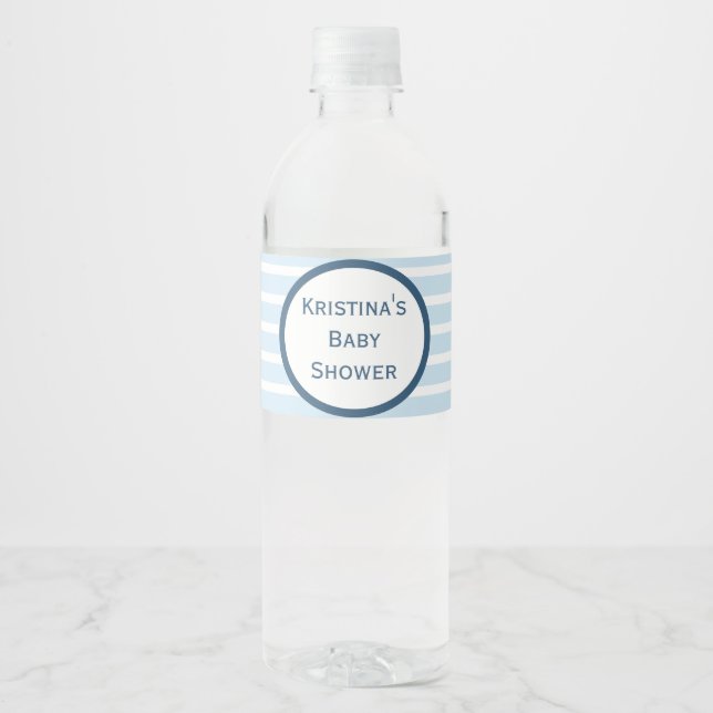Étiquette de bouteille d'eau à Baby shower rayé (Devant)
