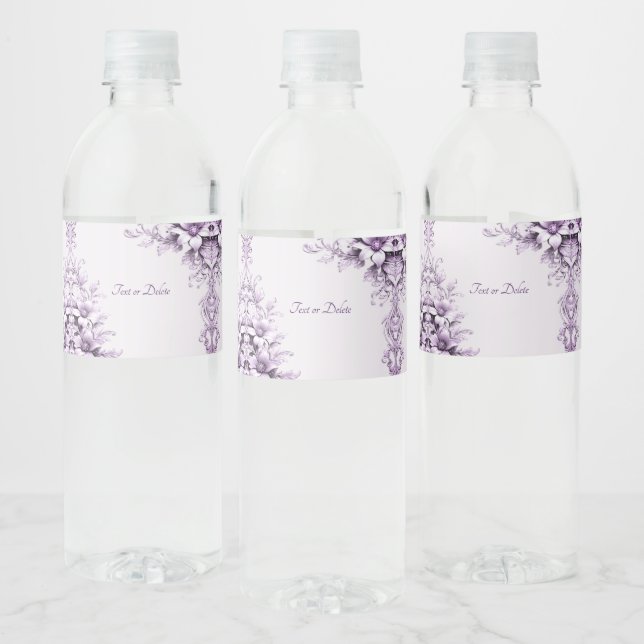 Étiquette de bouteille d'eau à fleurs violettes él (Bouteilles)