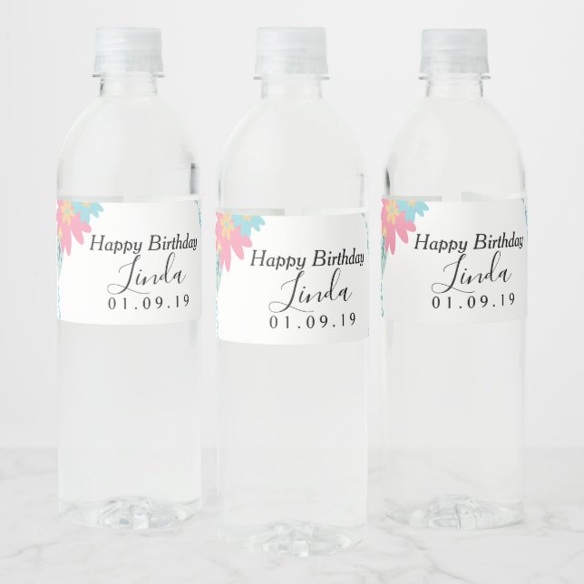 Étiquette de bouteille d'eau avec couronne florale (Bouteilles)