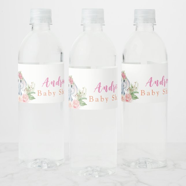 Étiquette de bouteille d'eau Baby shower éléphant (Bouteilles)