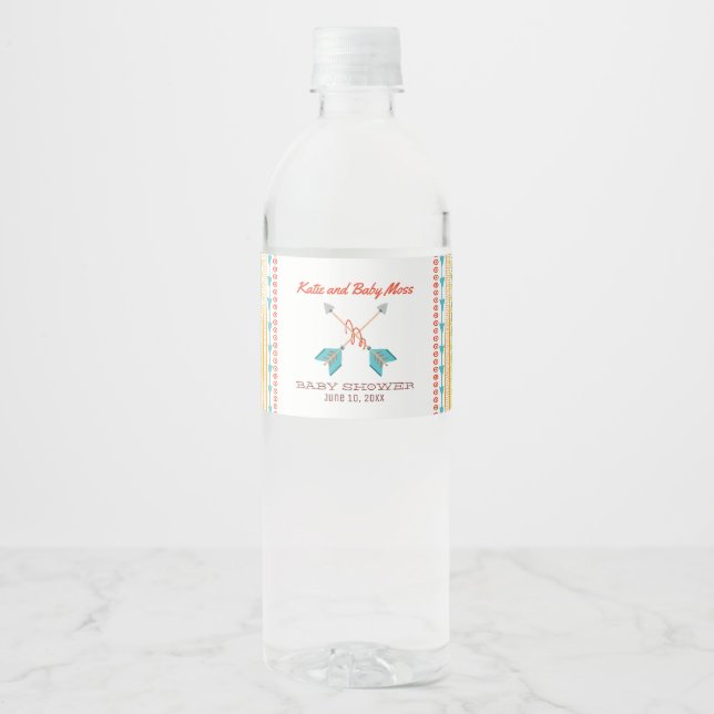 Étiquette de bouteille d'eau Baby shower garçon |  (Devant)