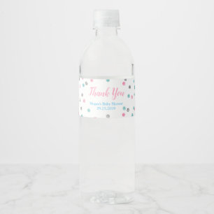 Étiquette de bouteille d'eau Baby shower rose bleu