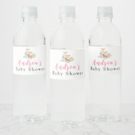 Étiquette de bouteille d'eau Baby shower rose bois