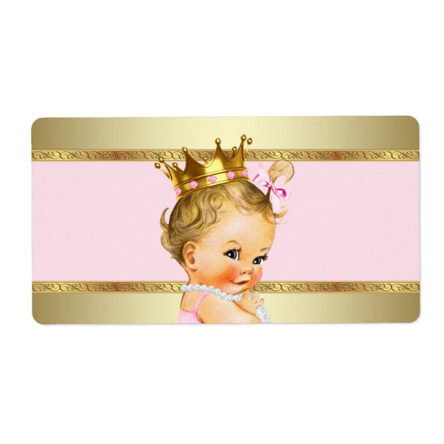 Étiquette de bouteille d'eau Baby shower Rose Gold (Devant)