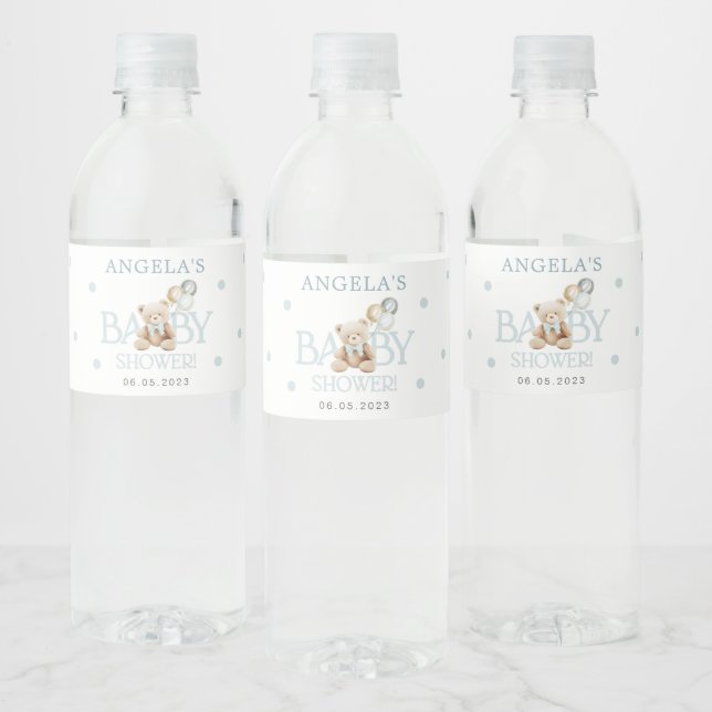 Étiquette de bouteille d'eau bleu Teddy Bear (Bouteilles)