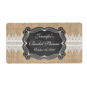 Étiquette de bouteille d'eau Burlap et dentelle