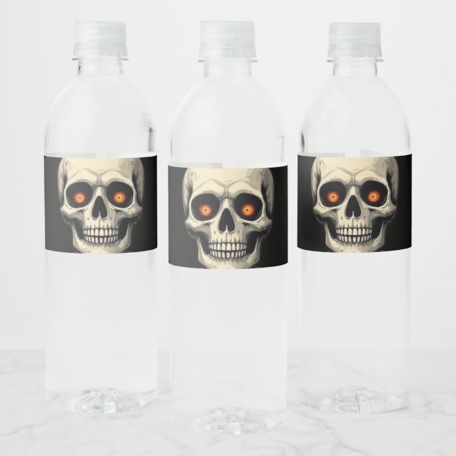 Étiquette de bouteille d'eau crânienne éffrayante  (Bouteilles)