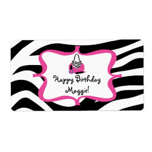 Étiquette de bouteille d'eau d'anniversaire Zebra