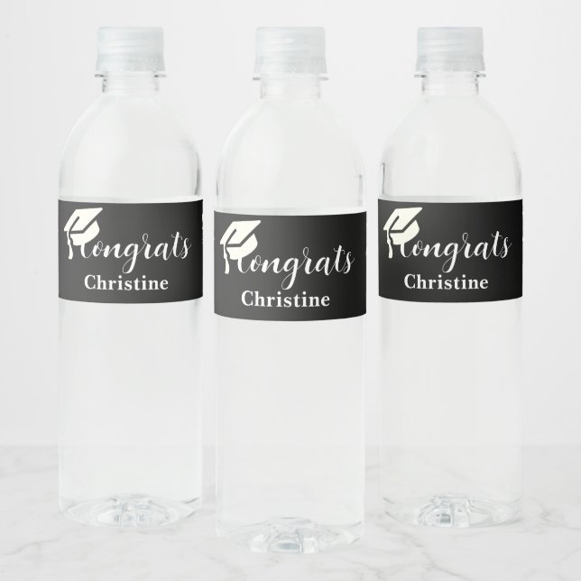 Étiquette de bouteille d'eau de graduation noire e (Bouteilles)