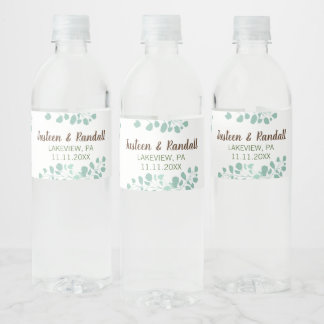 Étiquette de bouteille d'eau de la branche Eucalyp