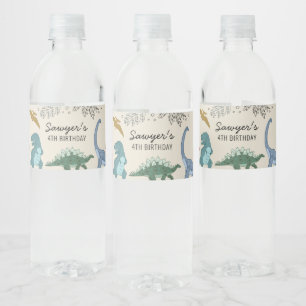 Étiquette de bouteille d'eau de la fête de Dinosau