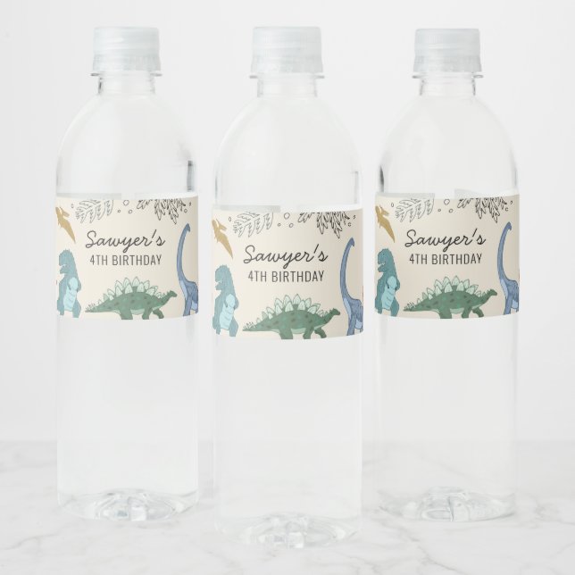 Étiquette de bouteille d'eau de la fête de Dinosau (Bouteilles)