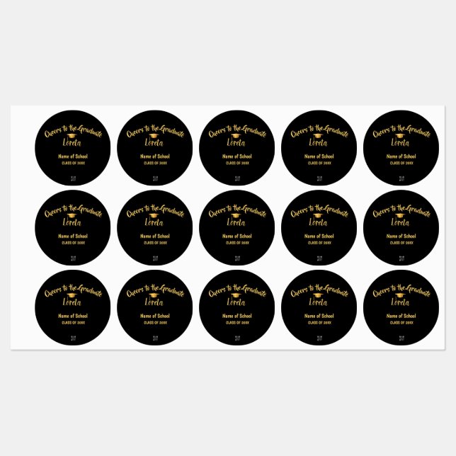 Étiquette de bouteille d'eau de la fête de graduat (Feuille)