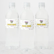 Étiquette de bouteille d'eau de la fête Mardi Gras