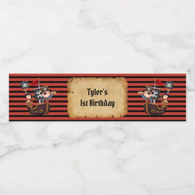 Étiquette de bouteille d'eau de la fête pirate (Étiquettes simples)