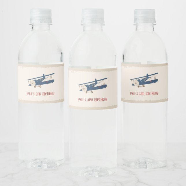 Étiquette de bouteille d'eau de l'avion - sur mesu (Bouteilles)
