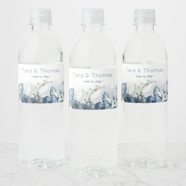 Étiquette de bouteille d'eau de mariage aux pivoin (Bouteilles)
