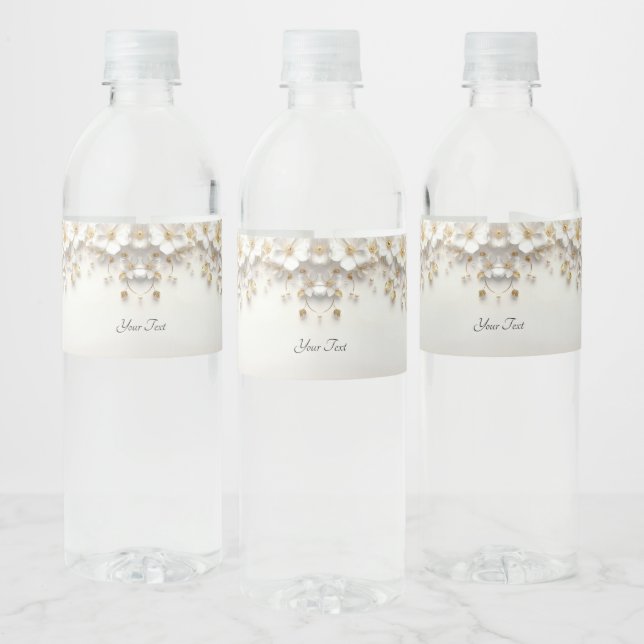 Étiquette de bouteille d'eau Feuille en or blanc i (Bouteilles)