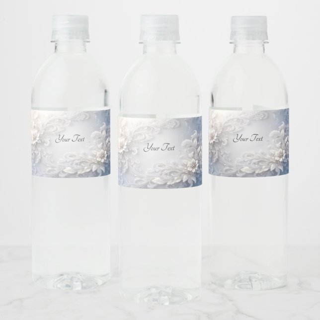 Étiquette de bouteille d'eau florale blanche (Bouteilles)