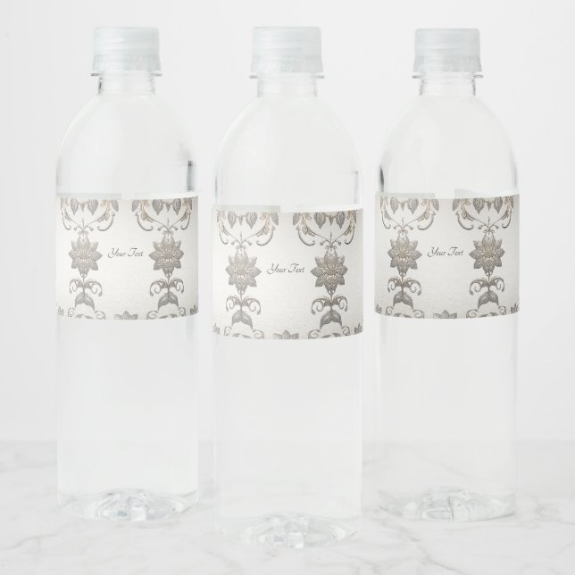 Étiquette de bouteille d'eau florale d'argent (Bouteilles)
