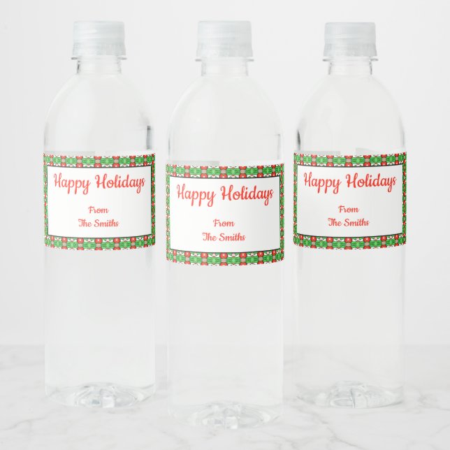 Étiquette de bouteille d'eau Holly Christmas (Bouteilles)