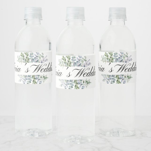 Étiquette de bouteille d'eau Mariage Eucalyptus (Bouteilles)