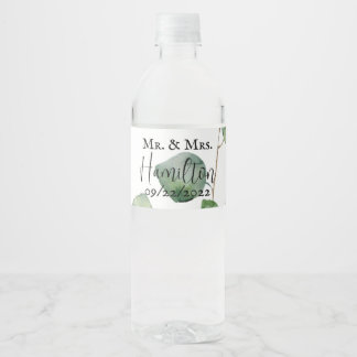Étiquette de bouteille d'eau Mariage Eucalyptus