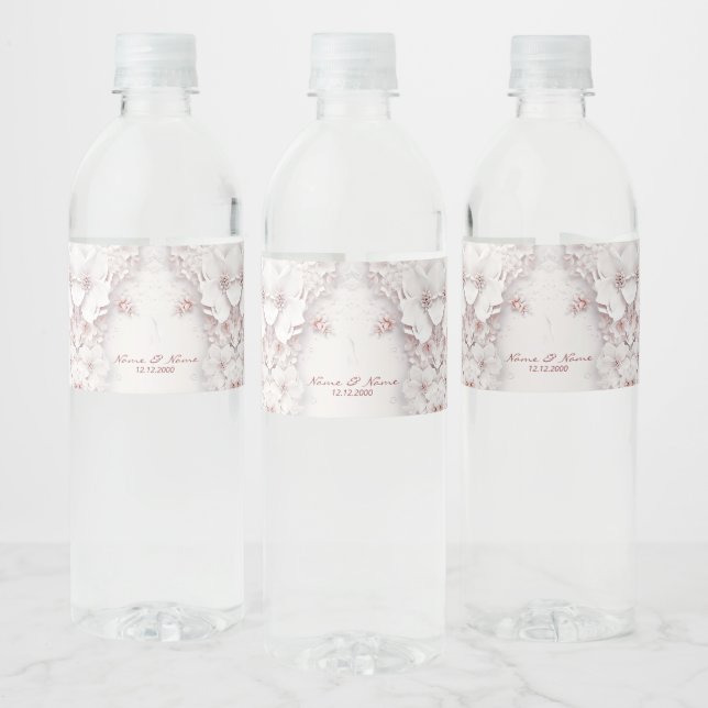 Étiquette de bouteille d'eau rose ivoire (Bouteilles)