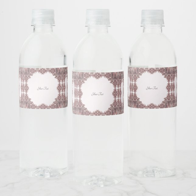 Étiquette de bouteille d'eau rose ornemental (Bouteilles)