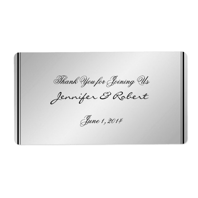 Étiquette de bouteille d'eau Silver Elegance (Devant)