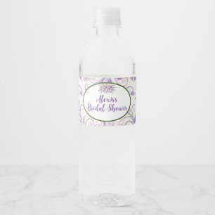 Étiquette de bouteille d'eau violet wedding shower