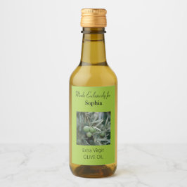 Étiquette de bouteille d'huile d'olive de branche 