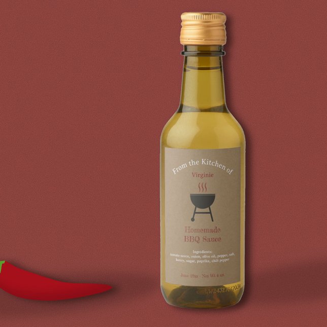 Étiquette de bouteille Kraft & Rustic Barbecue Sau (Kraft & Rustic Barbecue Sauce BBQ Bottle Label)