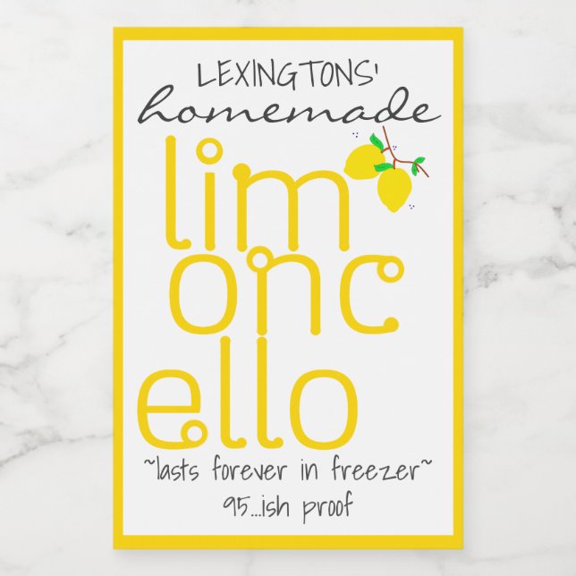 Étiquette de bouteille Limoncello artisanal | (Étiquettes simples)