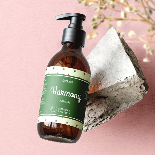 Étiquette de bouteille Retro Green Elegant Cosmeti (Créateur téléchargé)