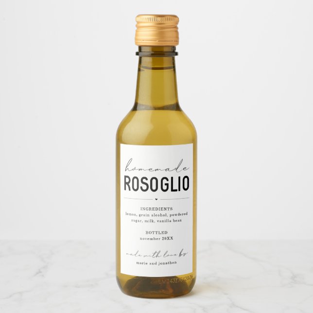 Étiquette de bouteille Rosoglio maison personnalis (Devant)