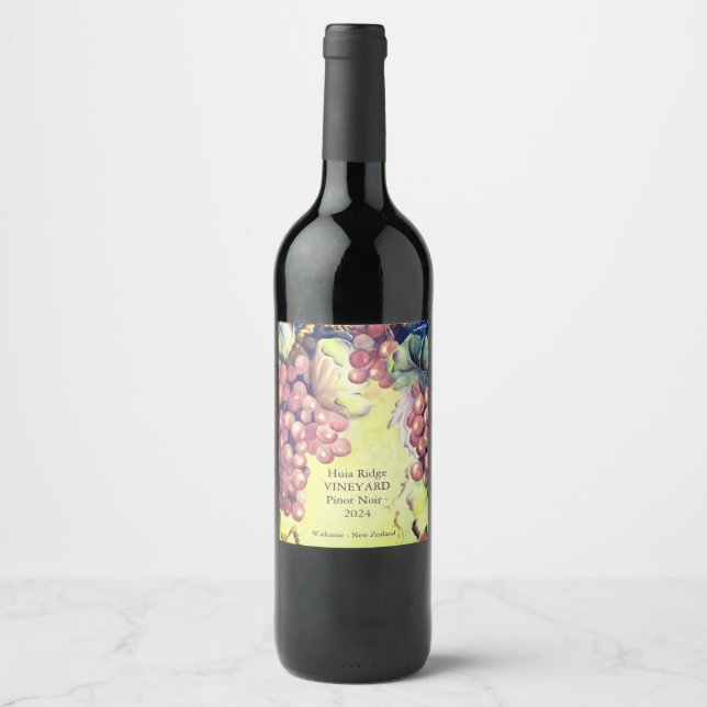 Étiquette de bouteilles de vin de raisins | Boutiq (Devant)