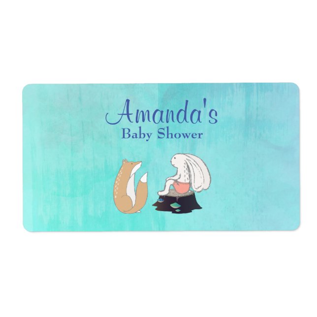 Étiquette de bouteilles d'eau de Fox et de lapin W (Devant)