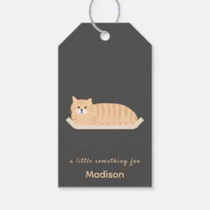 Étiquette de cadeau avec chat roux mignon et desig