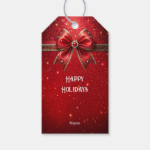 Étiquette de Cadeau avec Ruban Rouge et Perles et