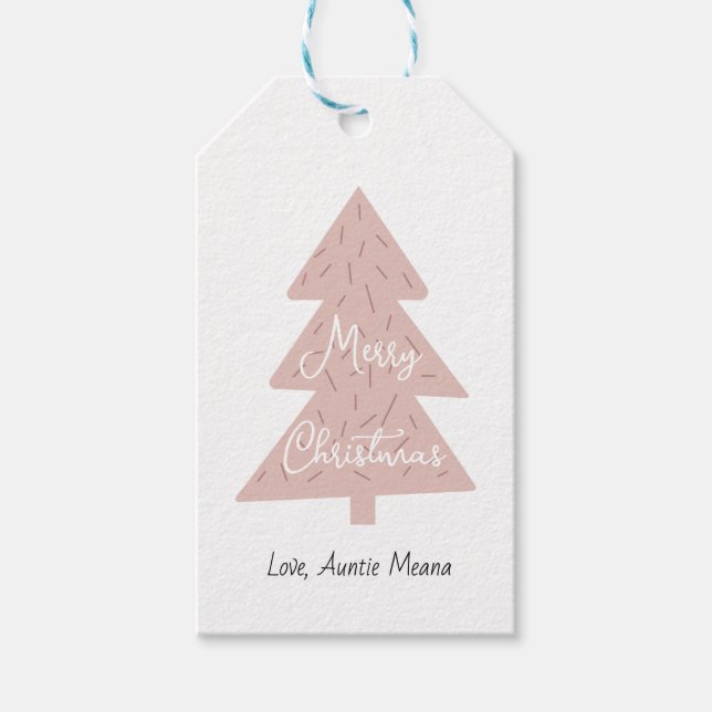 Étiquette de cadeau Boho Christmas Tree Joyeux Noë (Devant)