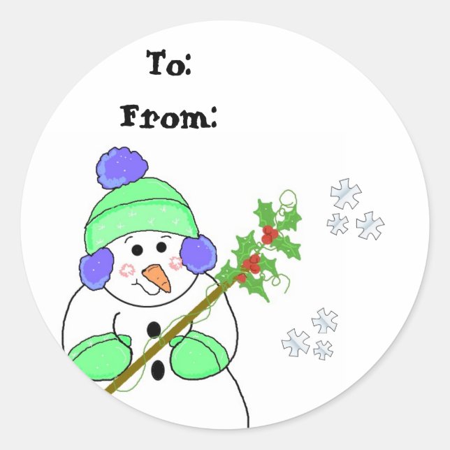 Étiquette de cadeau bonhomme de neige cool (Devant)