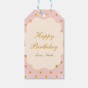 Étiquette de cadeau Cœurs dorés et filles chic ros