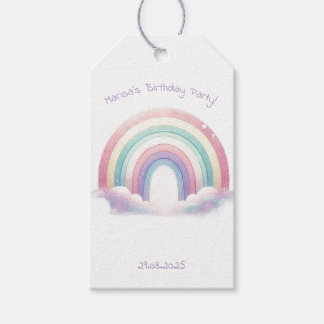 Étiquette de cadeau d'anniversaire arc-en-ciel pas
