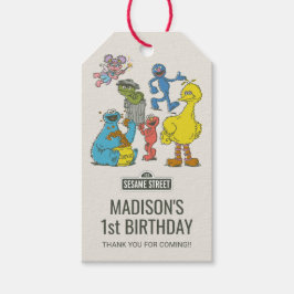 Étiquette de cadeau d'anniversaire avec personnage